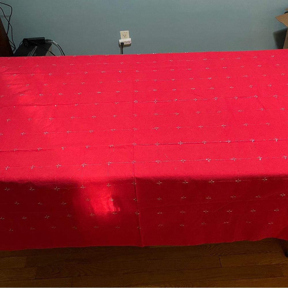 Red Tablecloth with Subtle Pattern - Picture 2 of 5